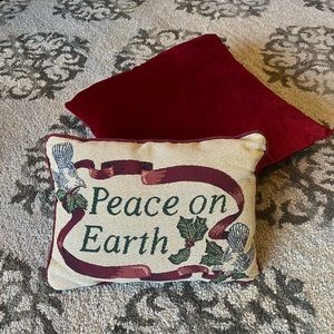Holiday Pillows “Peace on Earth” and Plain Square Pillow
